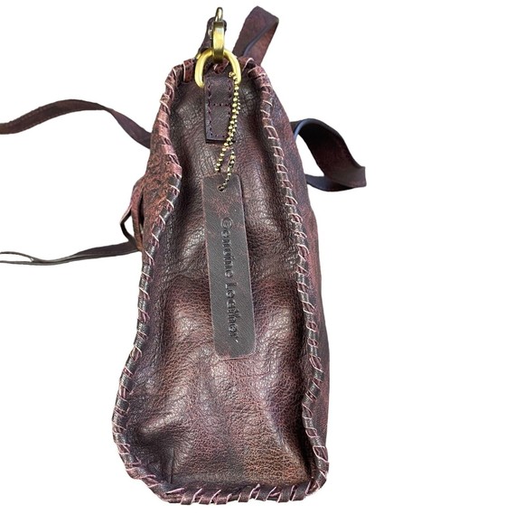 Nino Bossi Large Burgundy Leather Hobo Shoulder Tote Womens Handbag - Picture 11 of 12